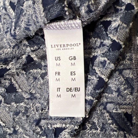 EUC Liverpool Los Angeles Women's Blue White Chevron Print Blouse Size M (R) - Picture 6 of 8